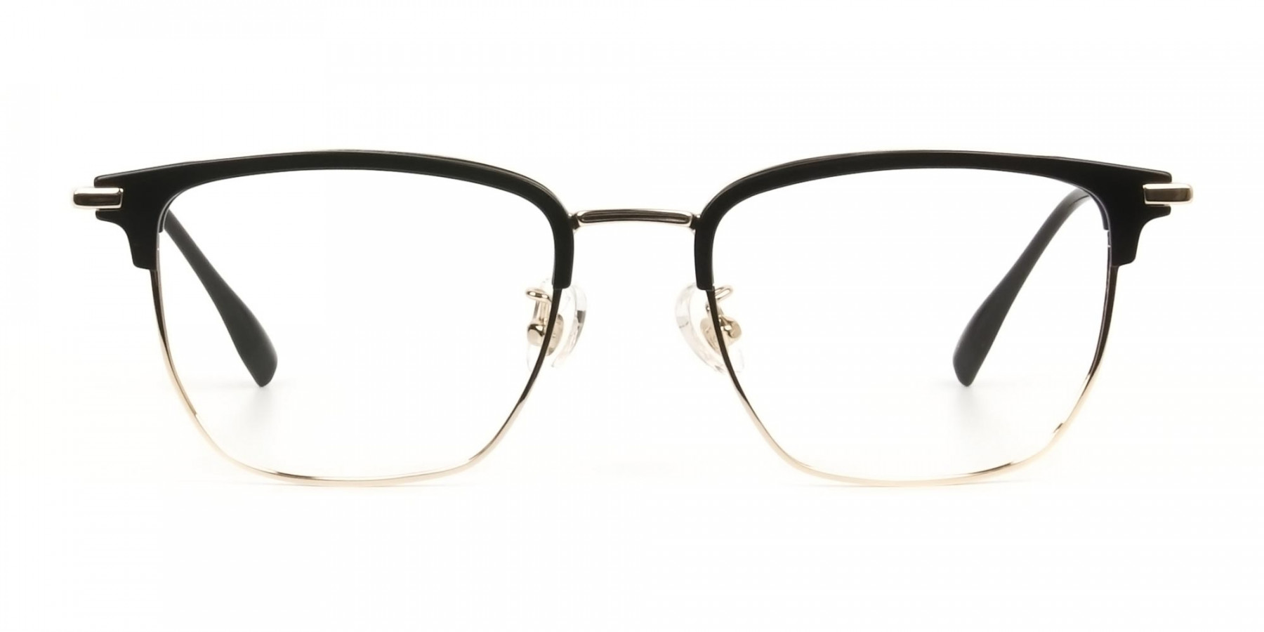 Wayfarer Browline Gold & Black Large Frame Glasses - 1