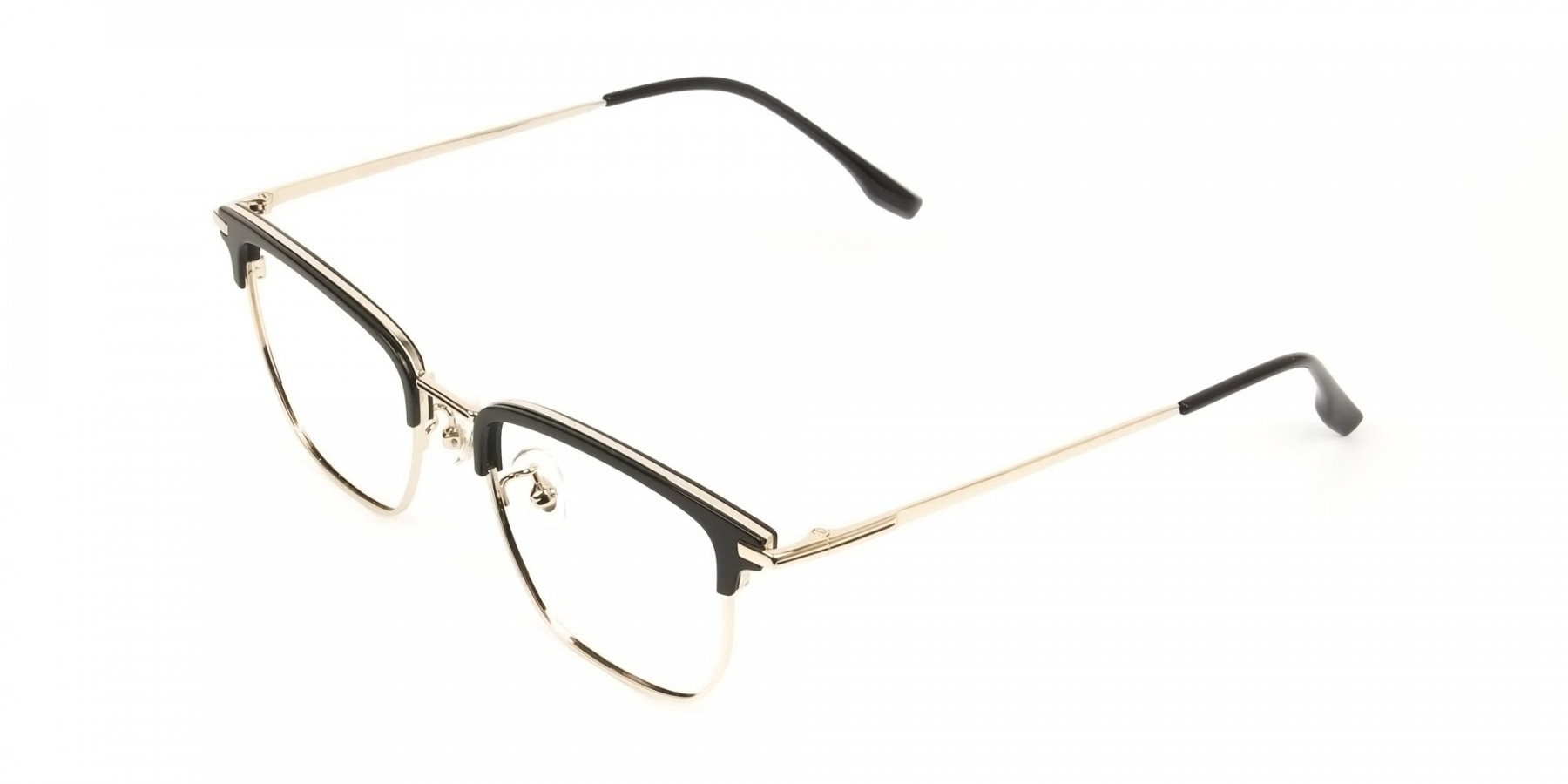 Wayfarer Browline Gold & Black Large Frame Glasses - 1