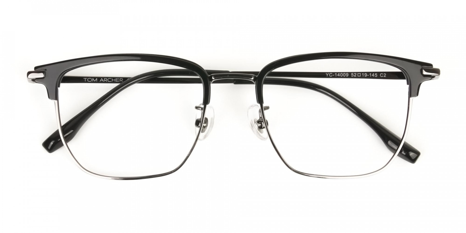 Wayfarer Browline Black & Gunmetal Large Frame Glasses - 1