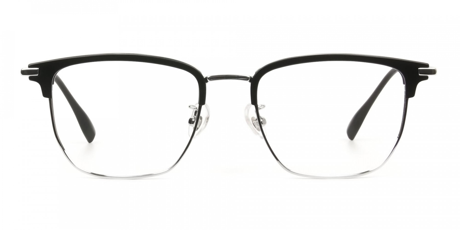 Wayfarer Browline Black & Silver Large Frame Glasses - 1