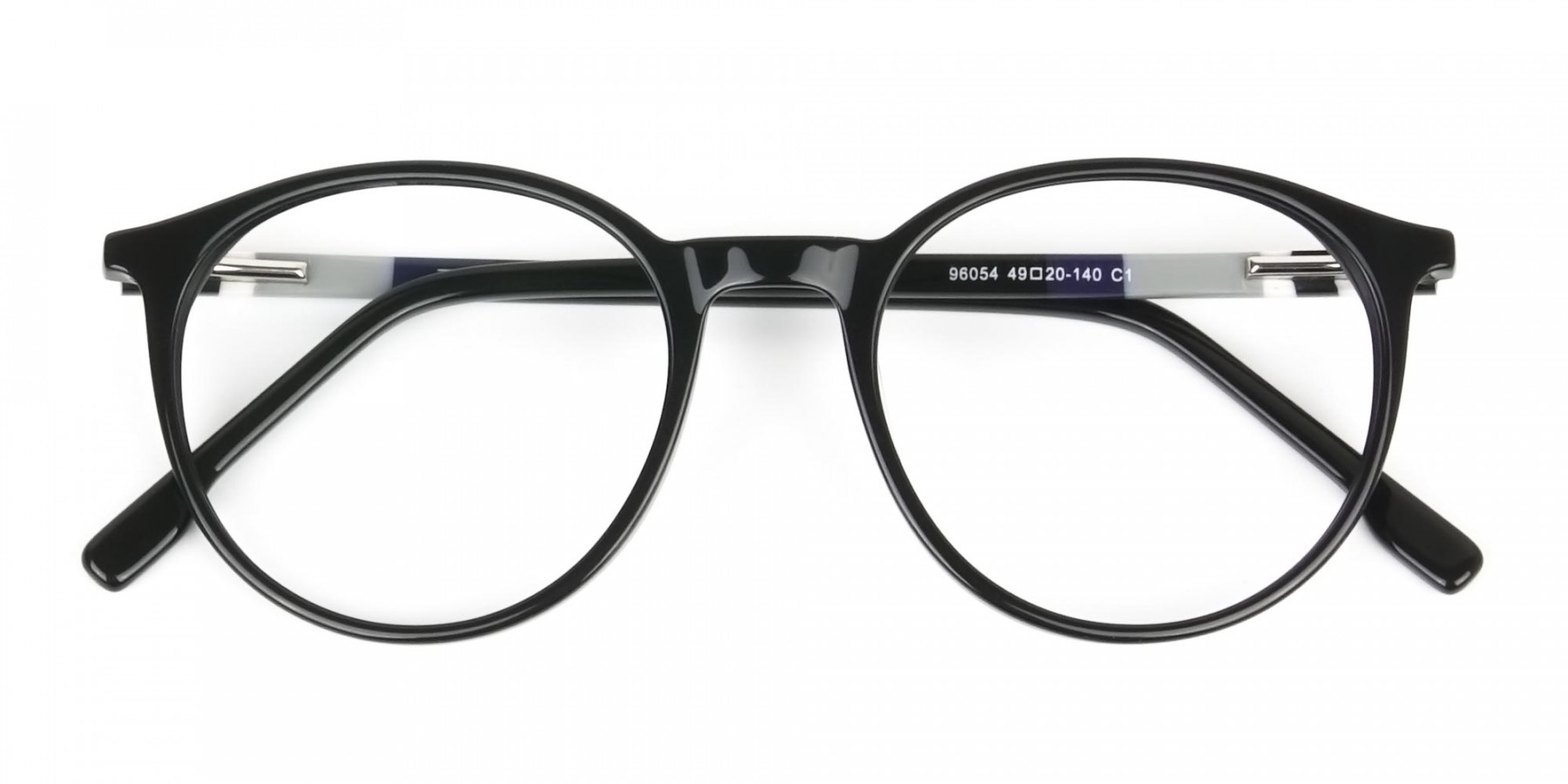 Designer Black Acetate Eyeglasses in Round Men Women - 1