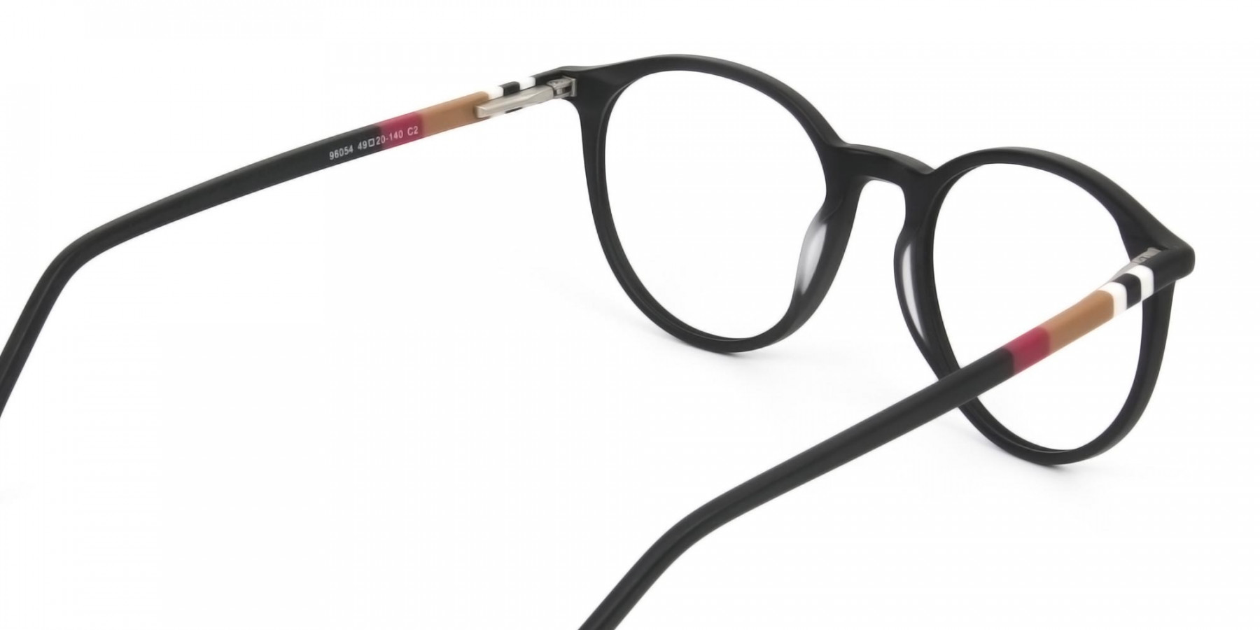 Designer Matte Black Acetate Eyeglasses in Round - 1