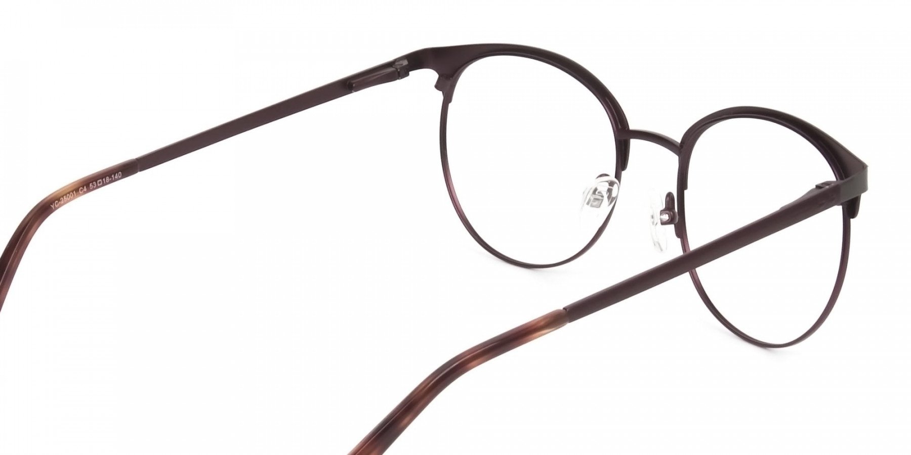 Brown & Gunmetal Clubmaster Glasses in Round - 1