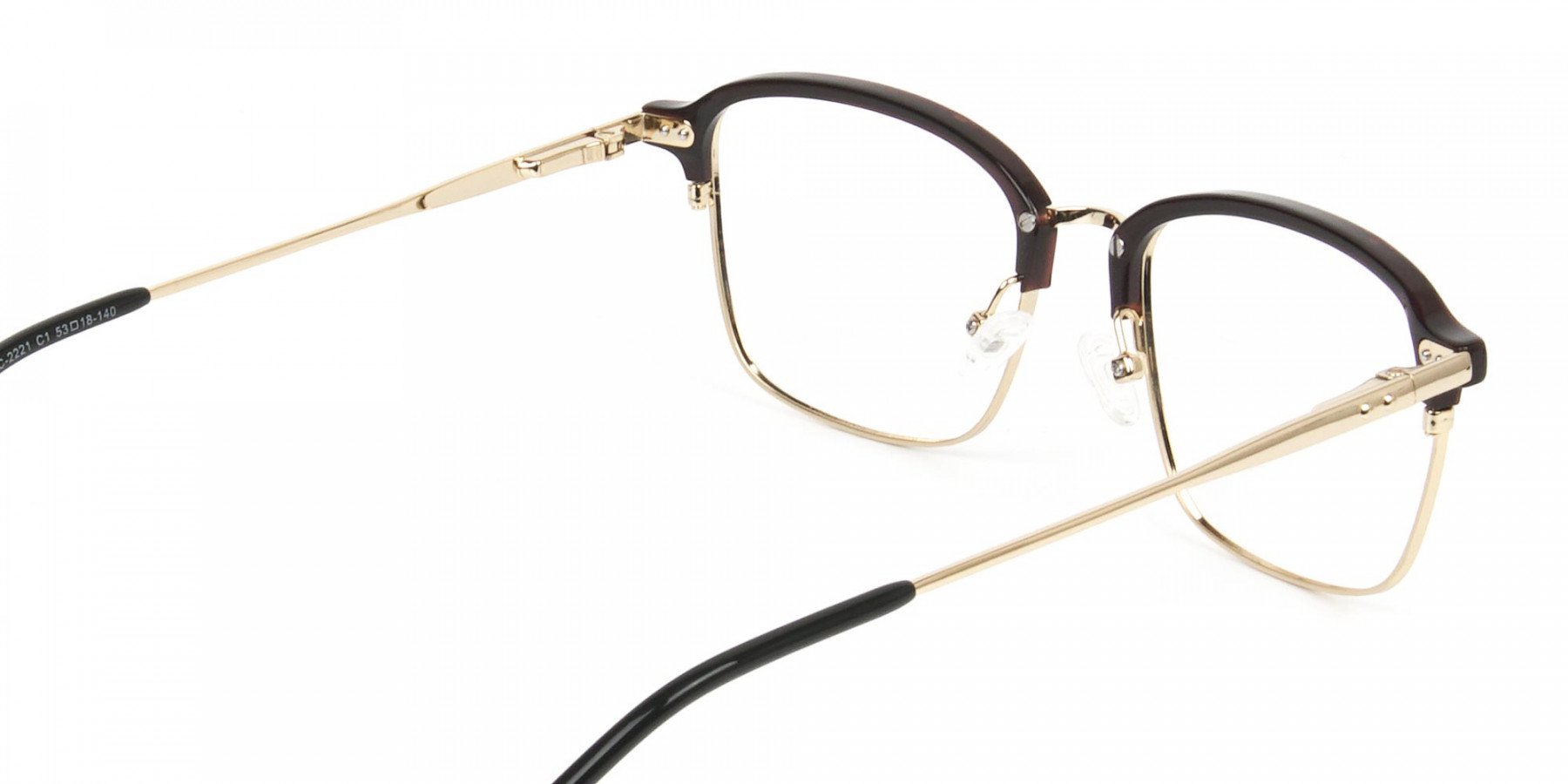 Rectangular & Browline Gold and Brown Frame Glasses - 1