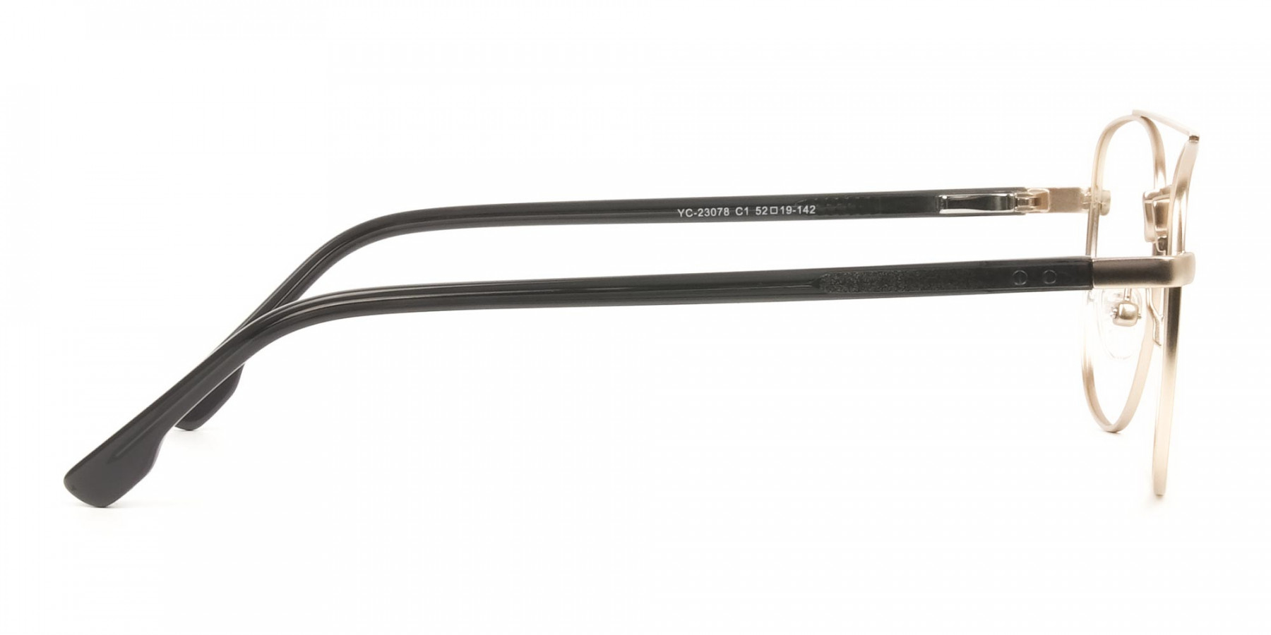 Black and Gold Wayfarer Aviator Glasses in Metal - 1
