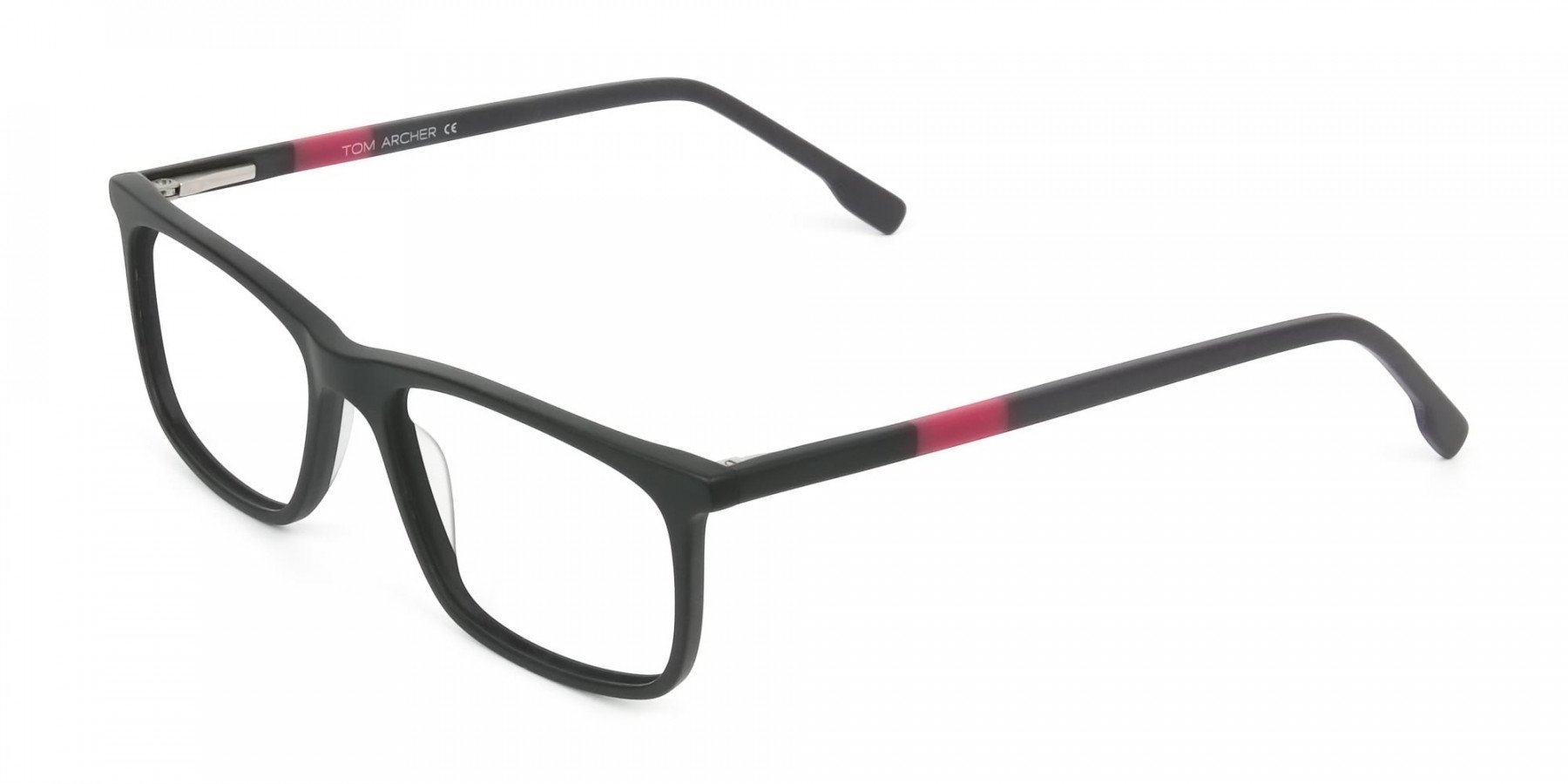 Matte Black & Red Acetate Spectacles - 1