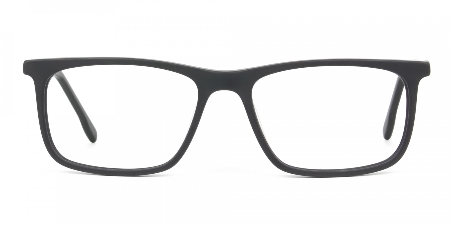 Matte Black & Blue Spectacles in Rectangular - 1