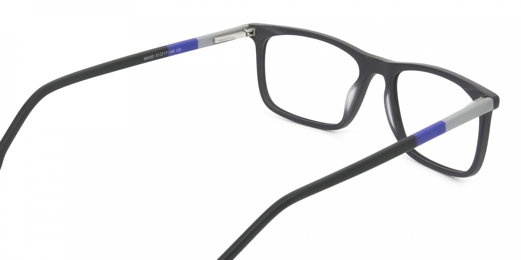 Matte Black & Blue Spectacles in Rectangular - 1