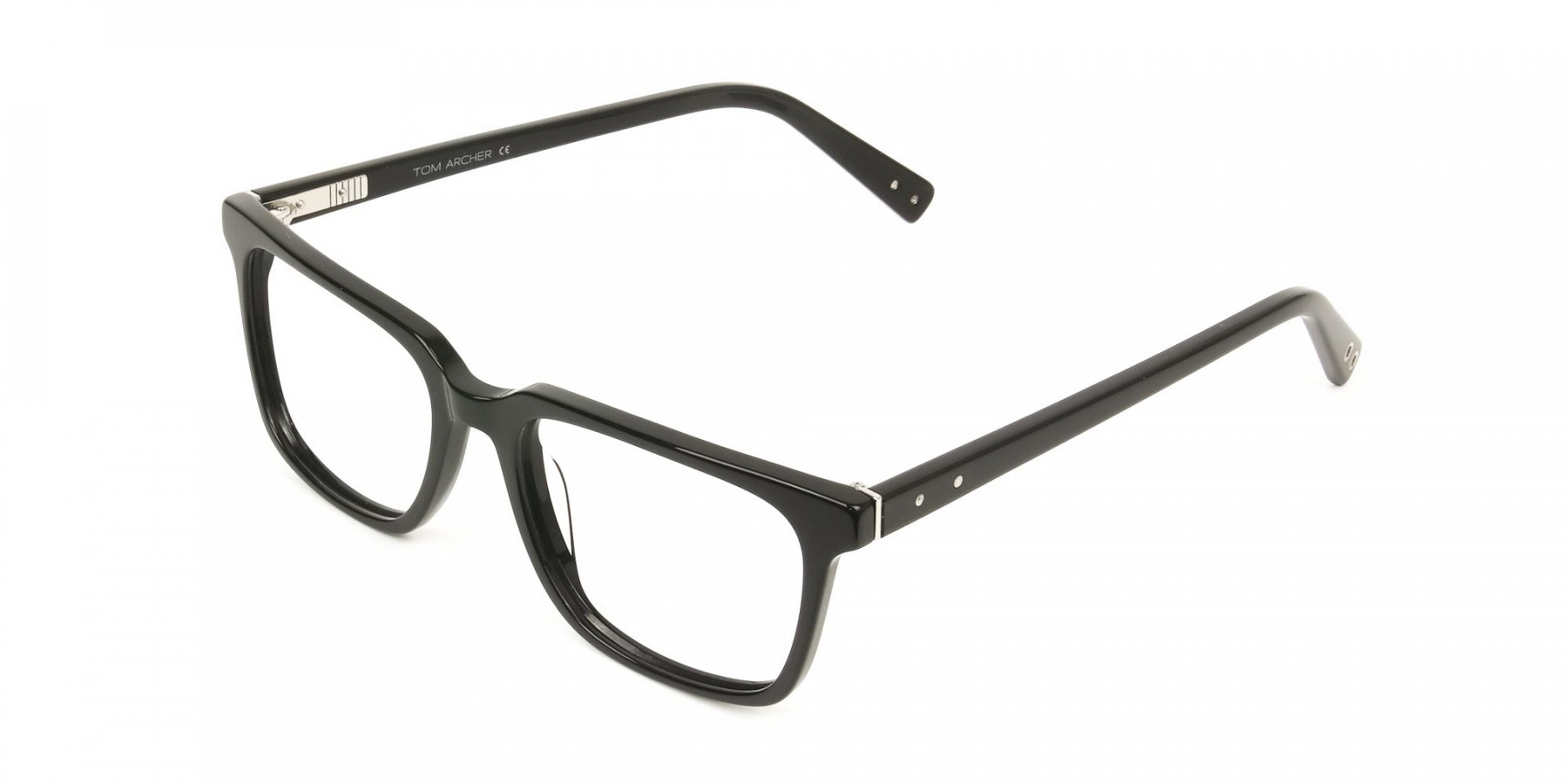 Handcrafted Black Thick Acetate Glasses in Rectangular - 1