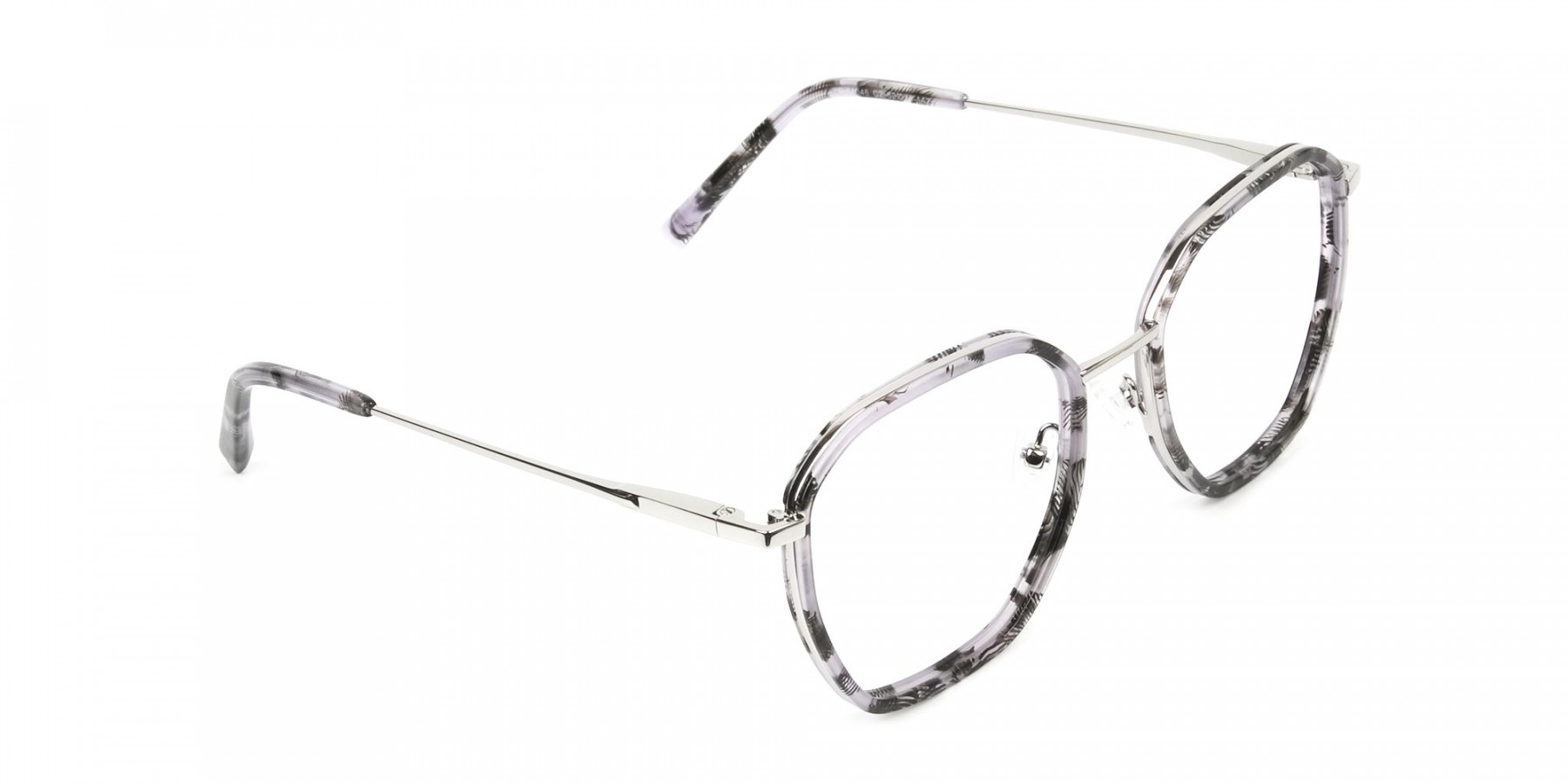 Octagon Glasses in Grey Lilac Tortoise with Silver Temple - 1