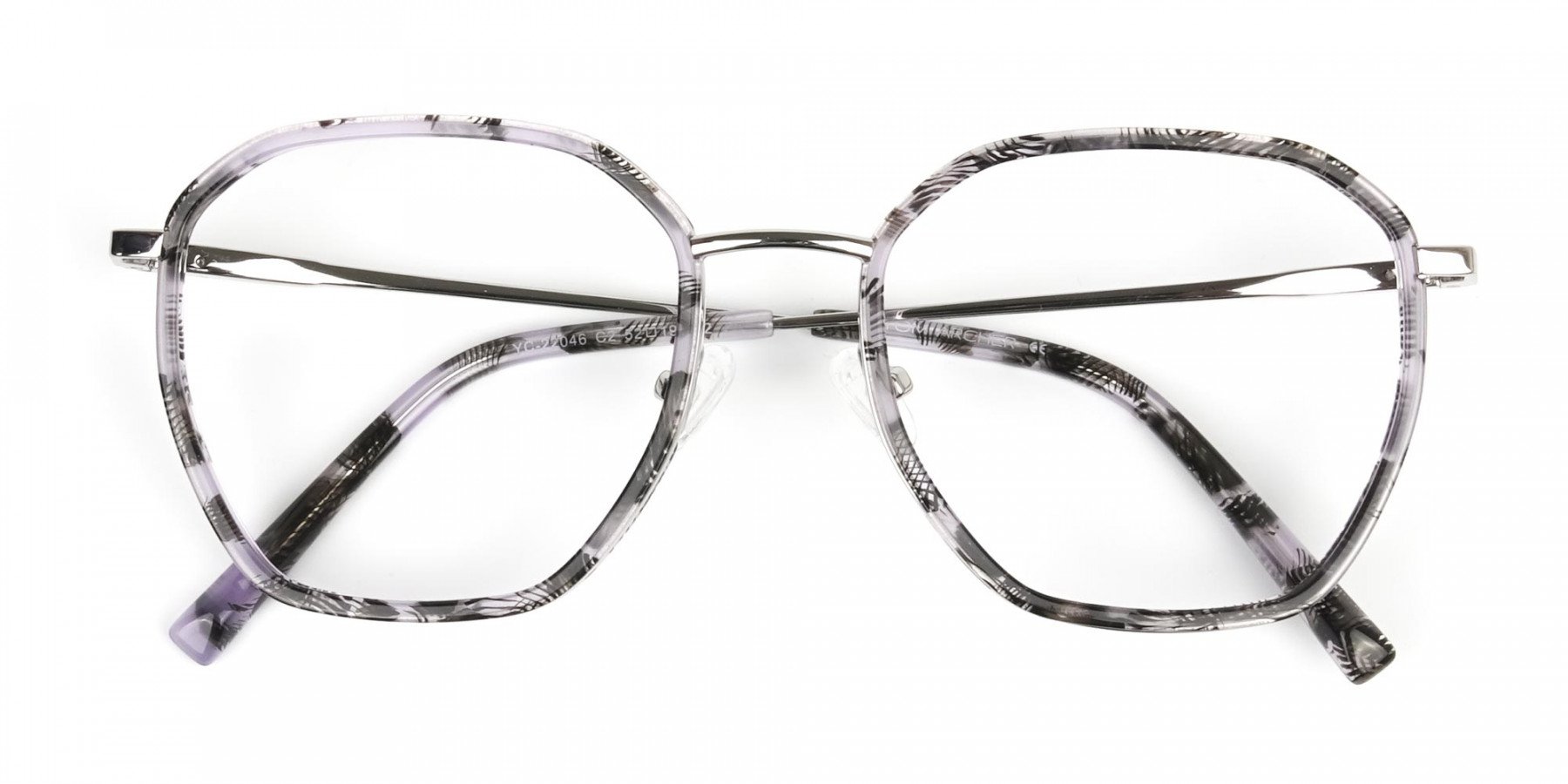 Octagon Glasses in Grey Lilac Tortoise with Silver Temple - 1