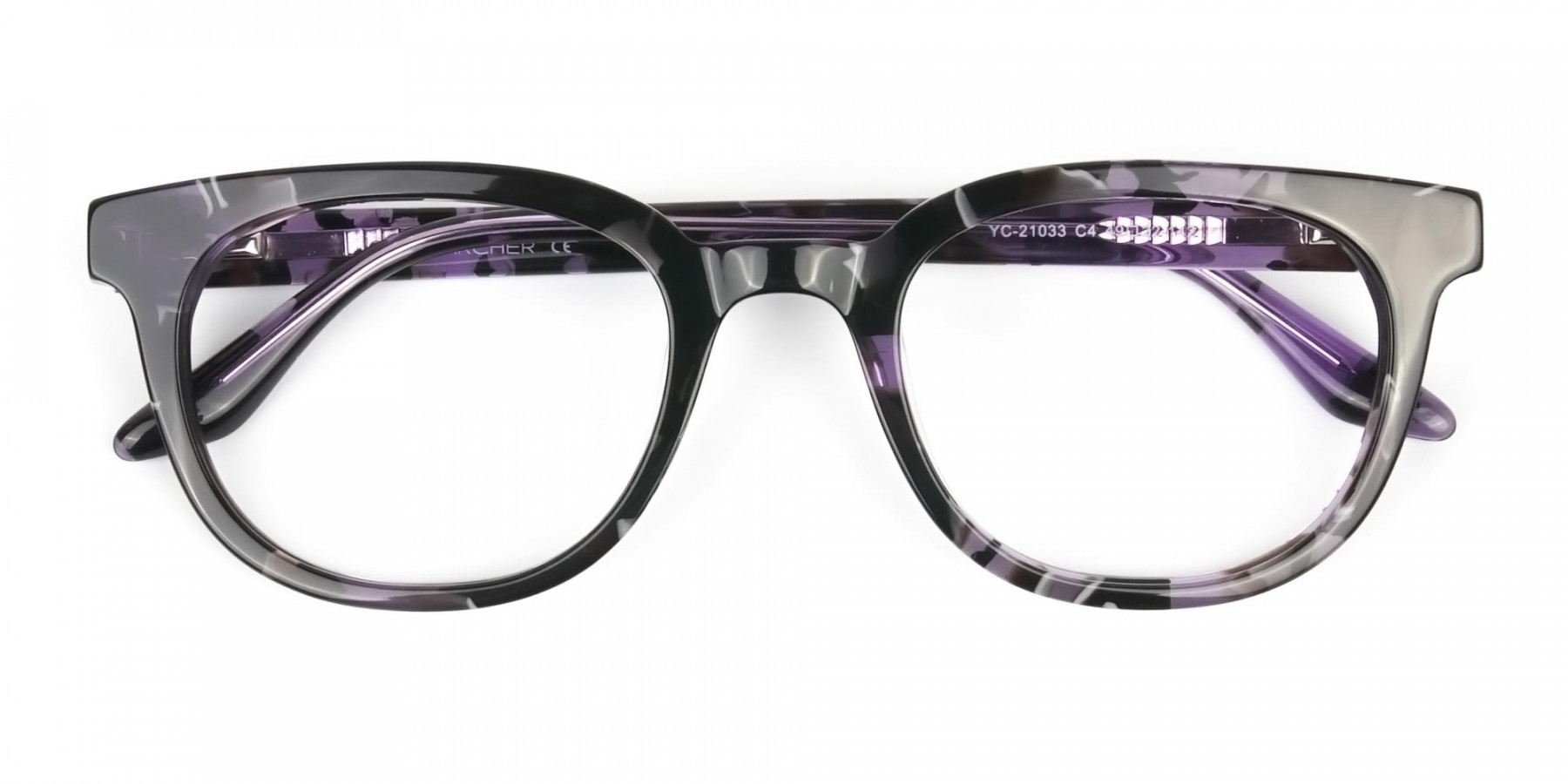 Hipster Thick Frame Tortoise Pastel Purple Glasses For Women - 1