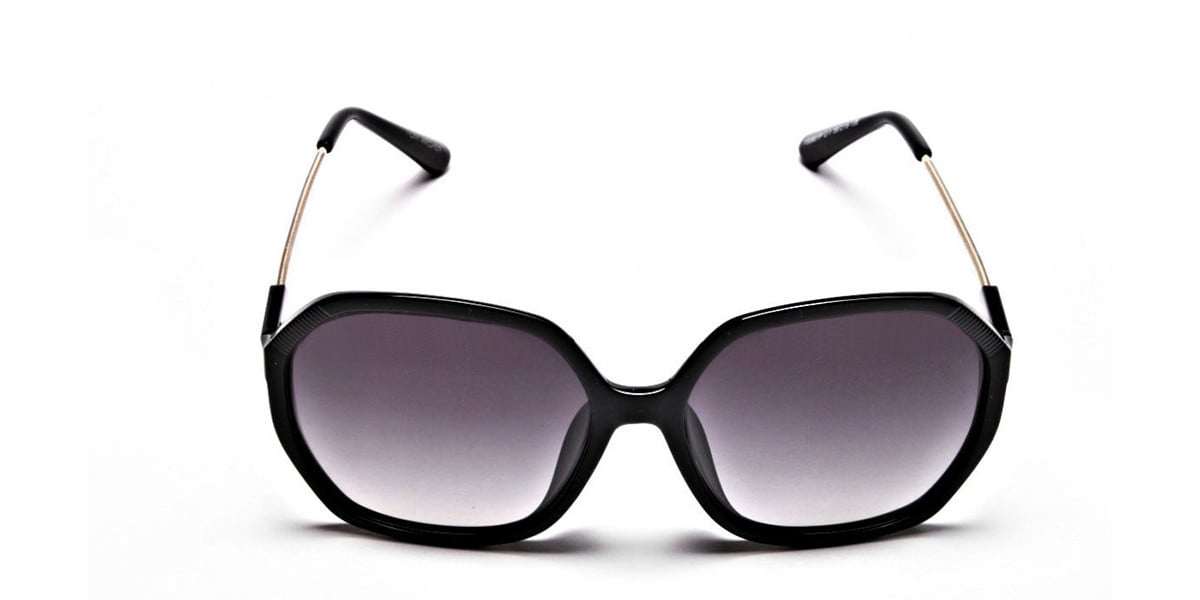 Black Hexagonal sunglasses with Grey Tint