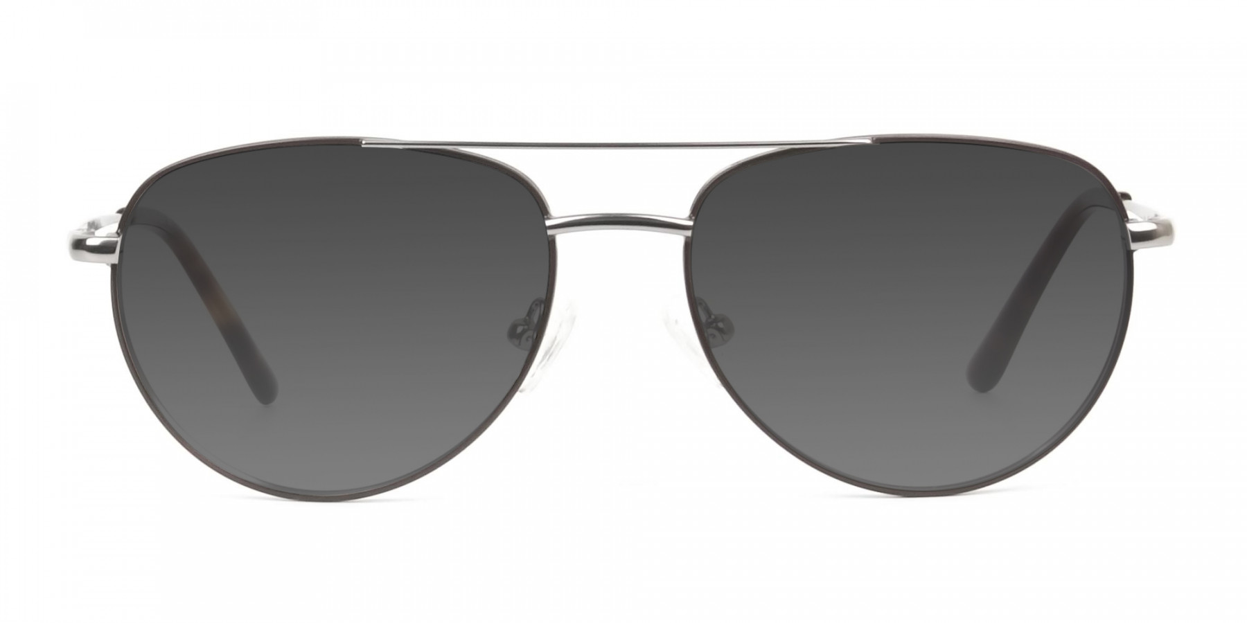 Grey Tinted Brown Gunmetal Aviator Sunglasses - 1