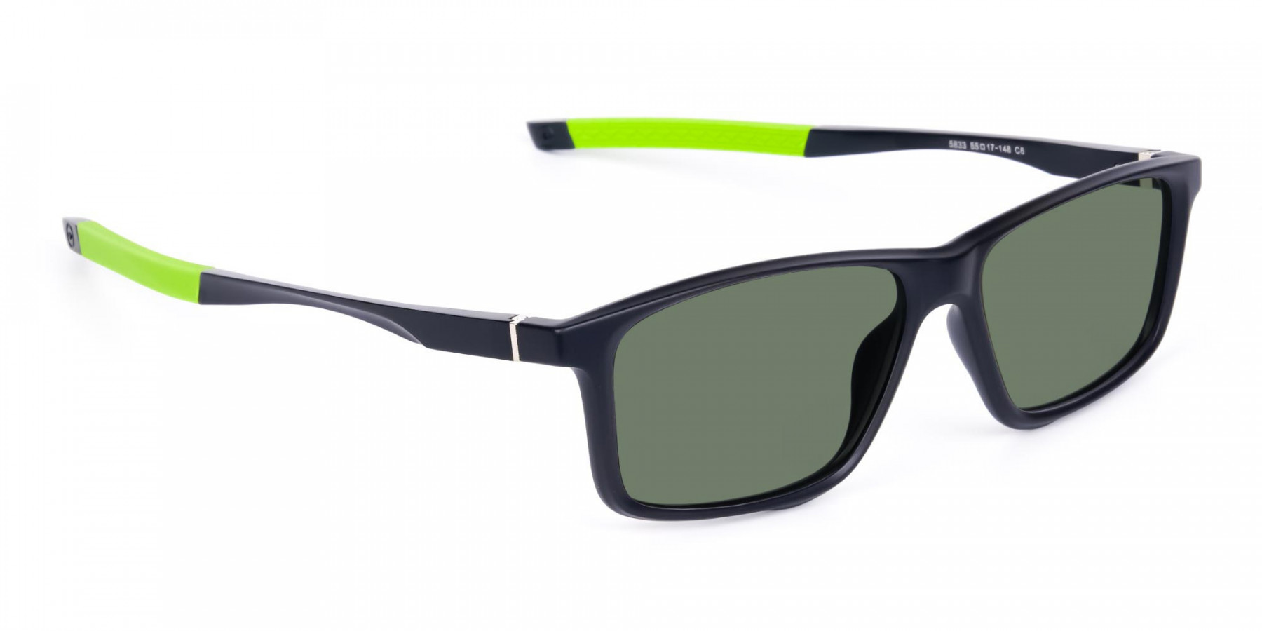 Black and Green Rectangle photochromic sunglasses cycling -1