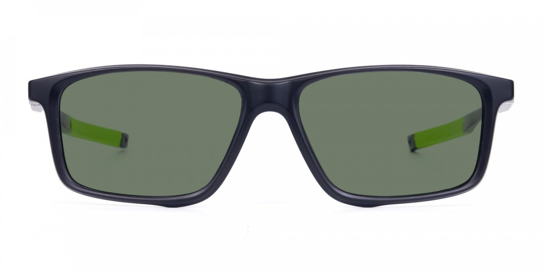 Black and Green Rectangle photochromic sunglasses cycling -1