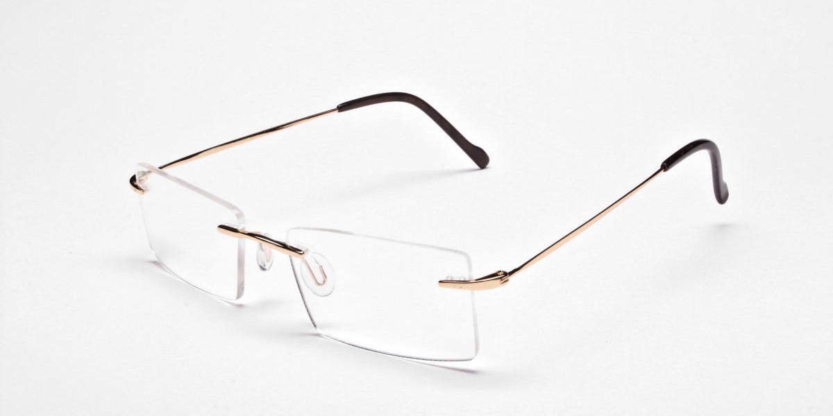 Rimless Glasses in Gold for Men & Women - 1