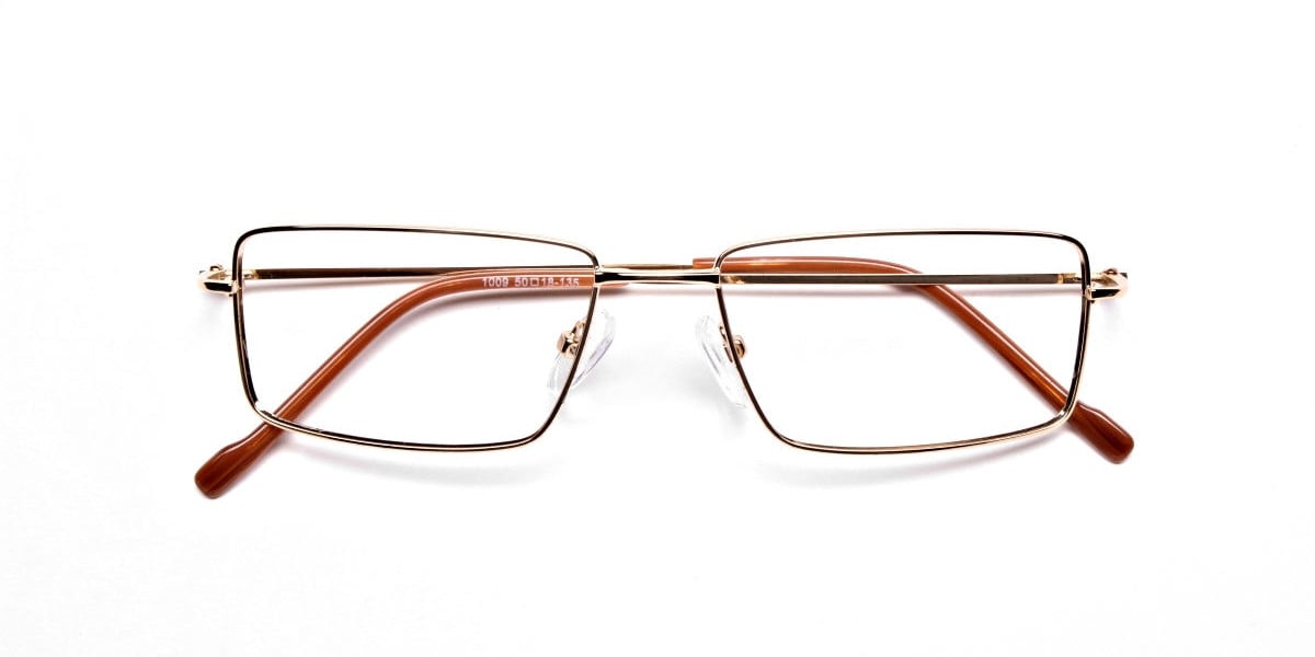 Rectangular Glasses in Gold, Eyeglasses - 1