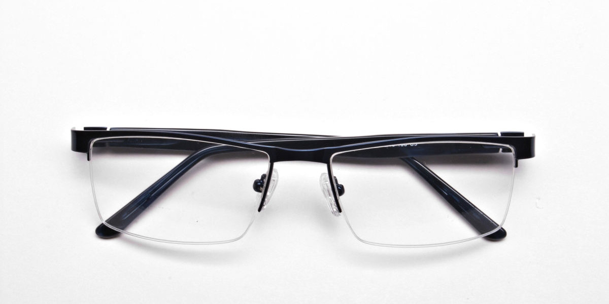 Rectangular Glasses in Navy Blue, Eyeglasses -1