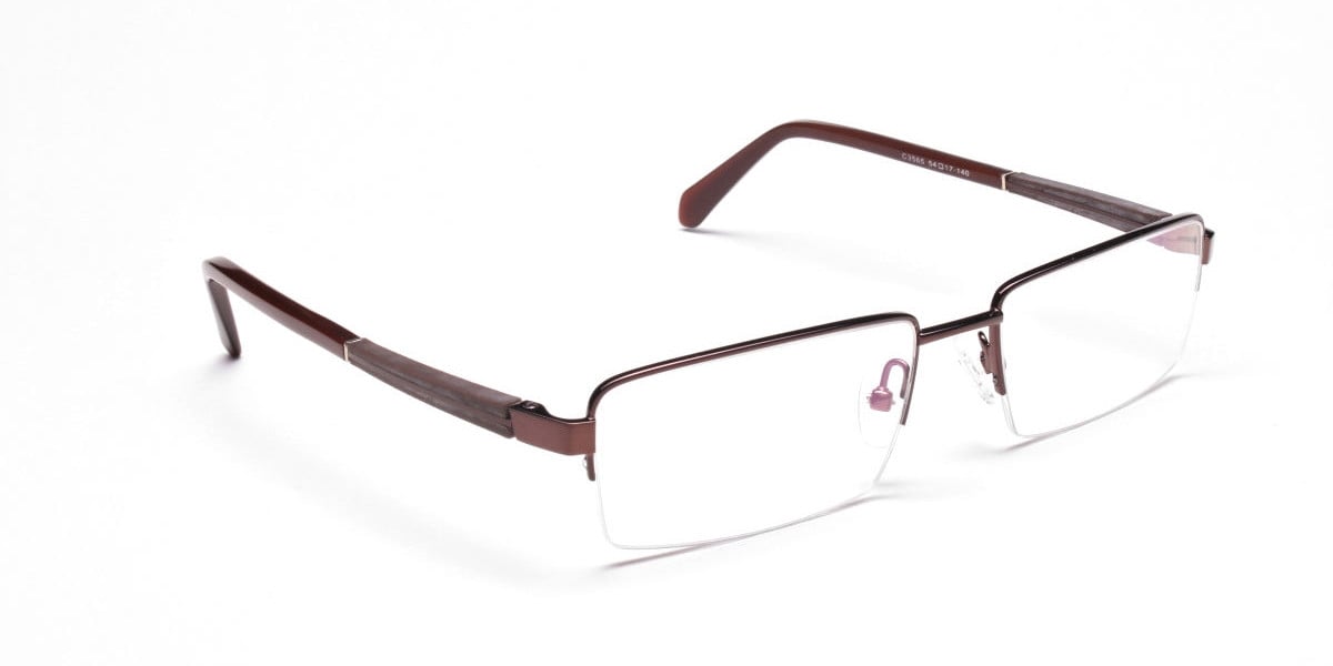 Brown Rectangle Eyeglasses in Half-Rim - MATT BA2