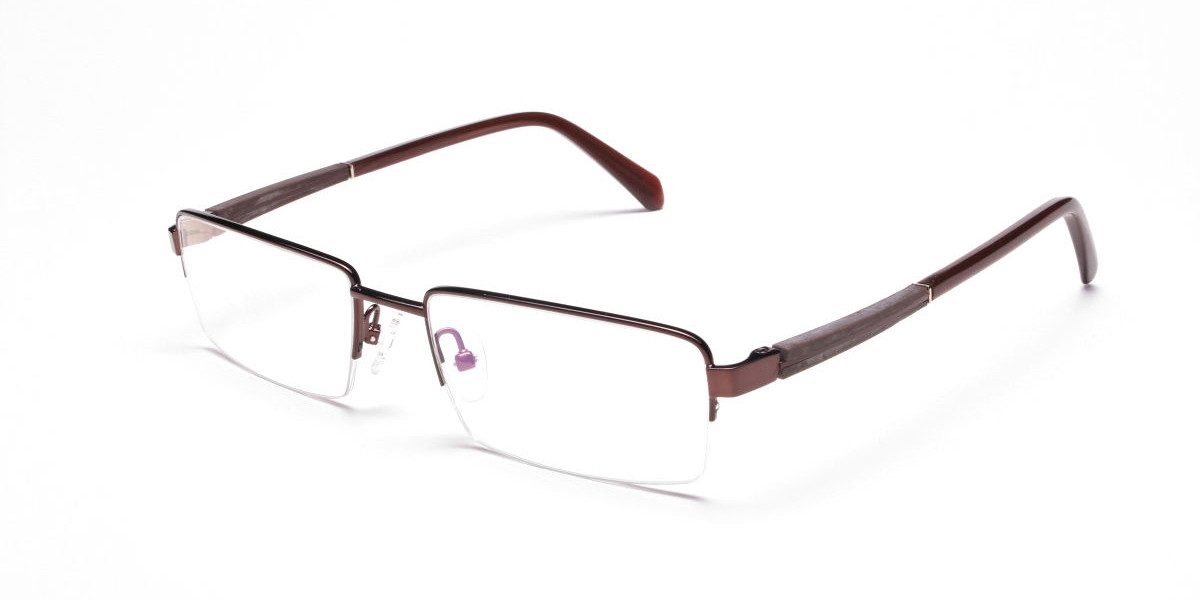Brown Rectangle Eyeglasses in Half-Rim - MATT BA2