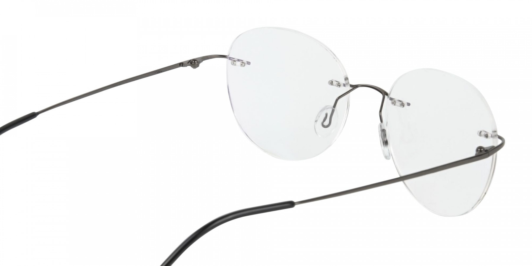Gunmetal Rimless Round Glasses-1