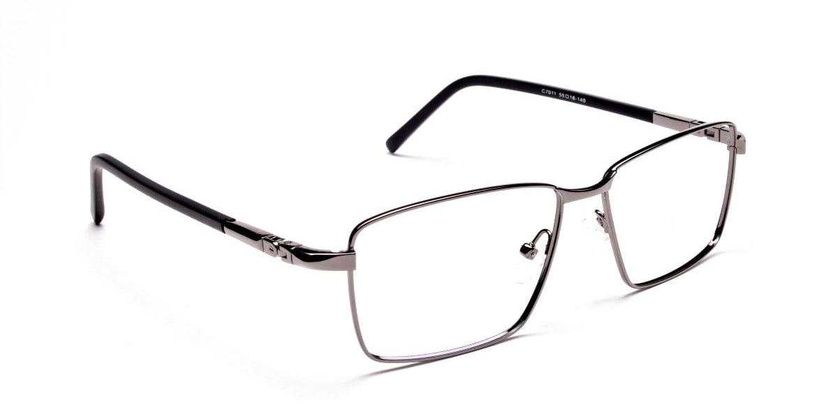 Rectangular Glasses in Gunmetal for Men & Women -1