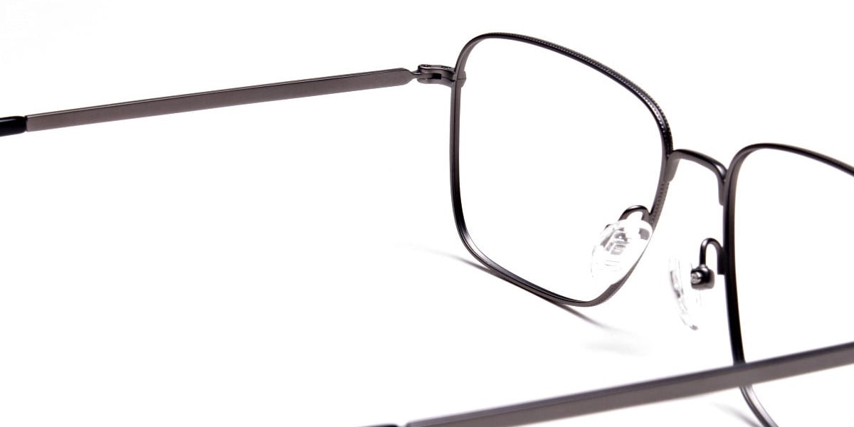 Gunmetal Square Glasses, Eyeglasses