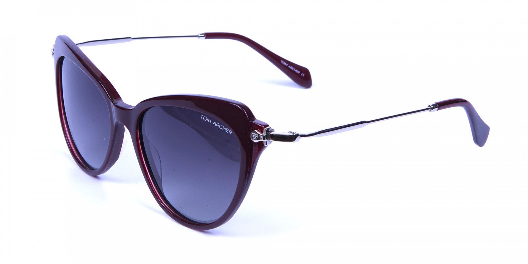 Red Sunglasses Cat Eye with Silver Temple -2