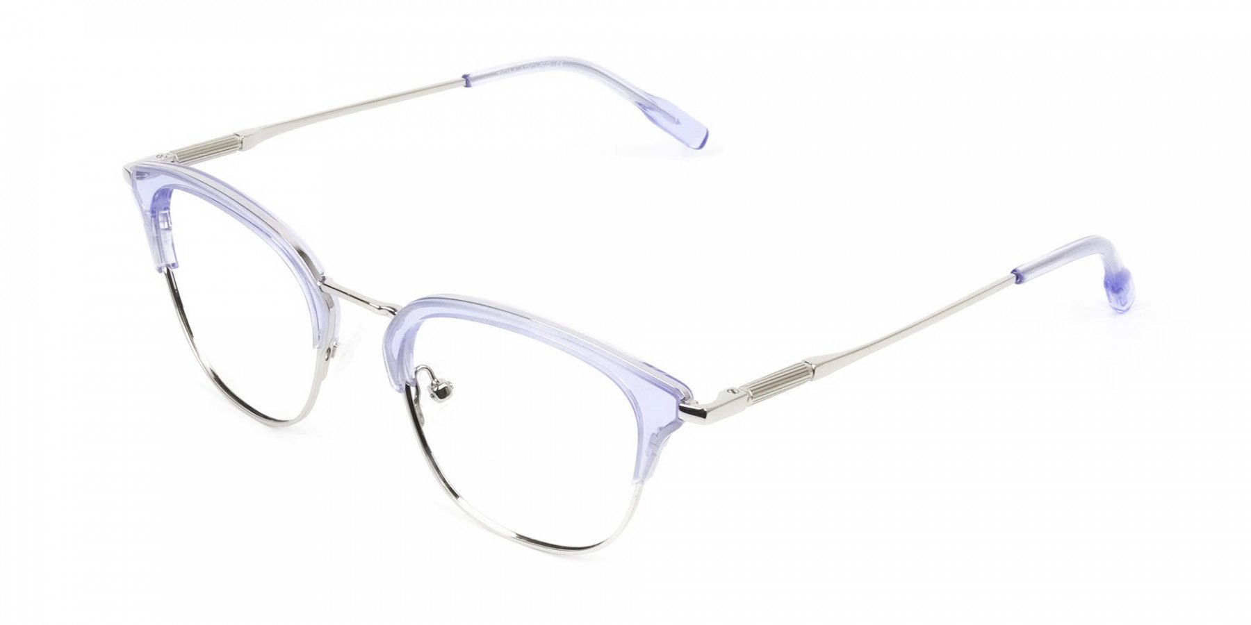 Silver & Crystal Periwinkle Purple Glasses - 1