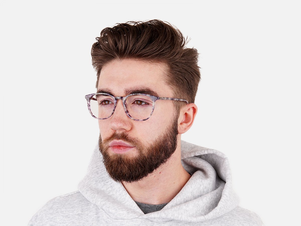 Round Marble Grey Glasses Frames - 1