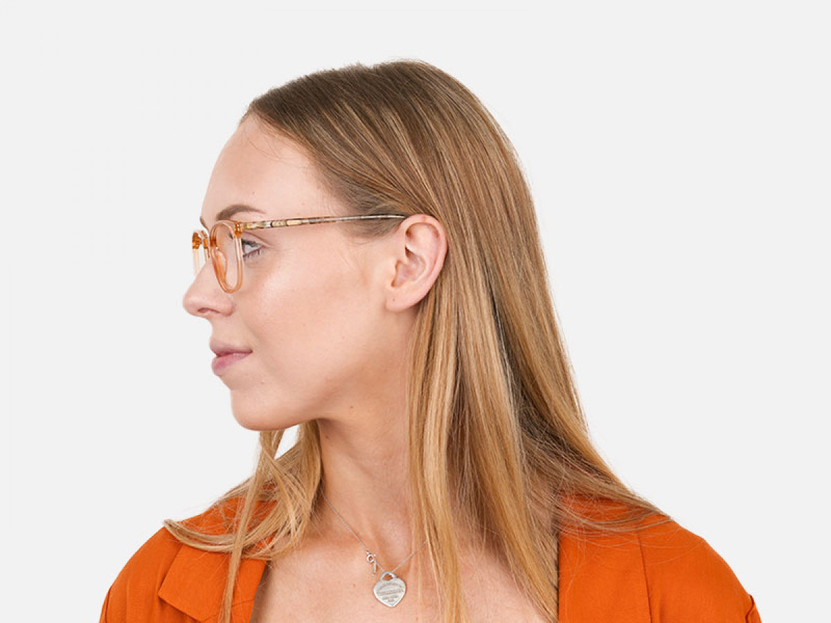 Crystal Brown Glasses with & Grey Amber Marble Temple - 1