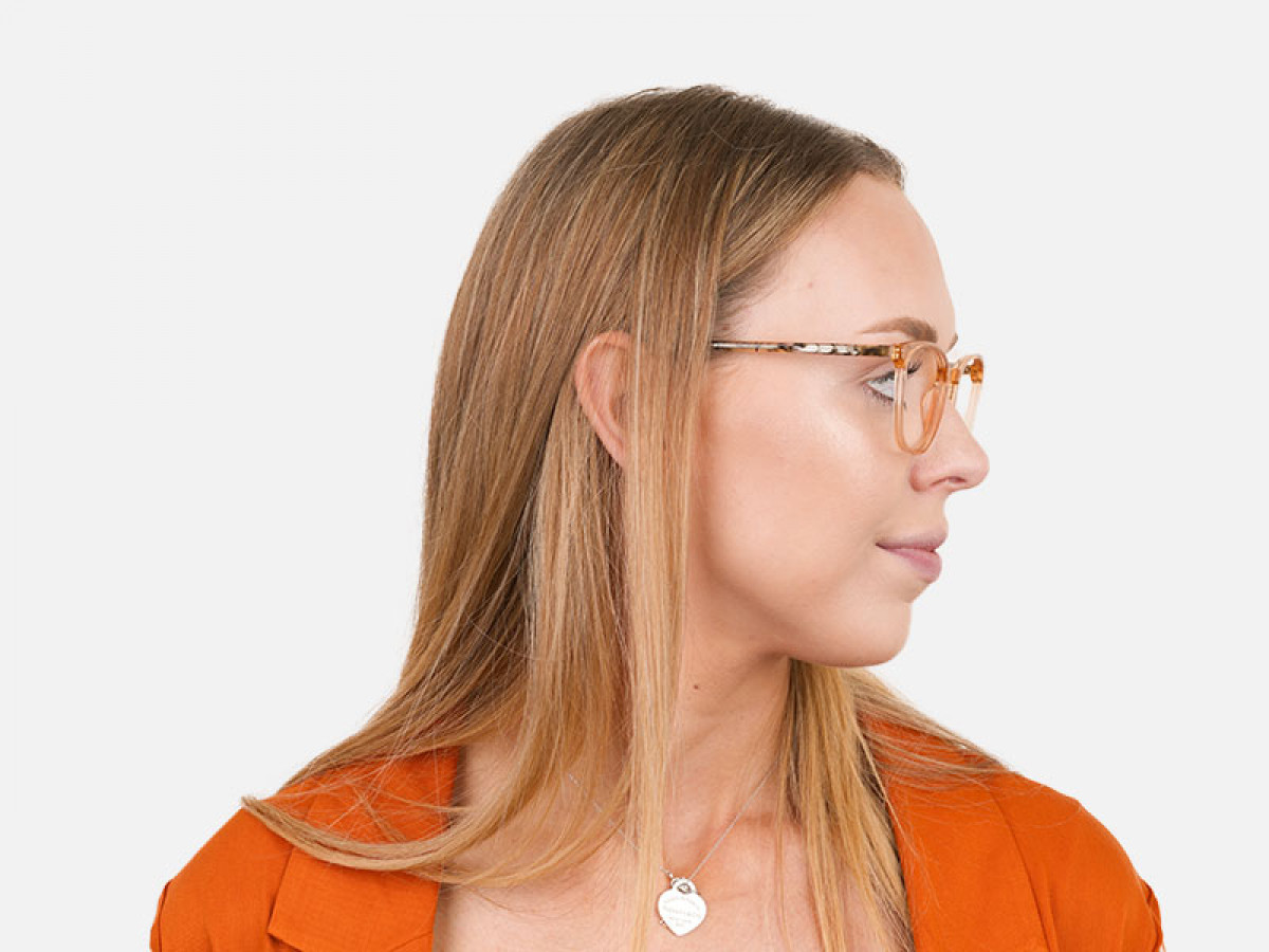 Crystal Brown Glasses with & Grey Amber Marble Temple - 1