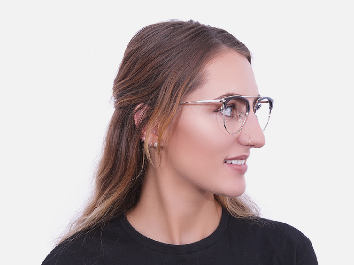 Translucent Browline Spring Hinge Glasses - 1