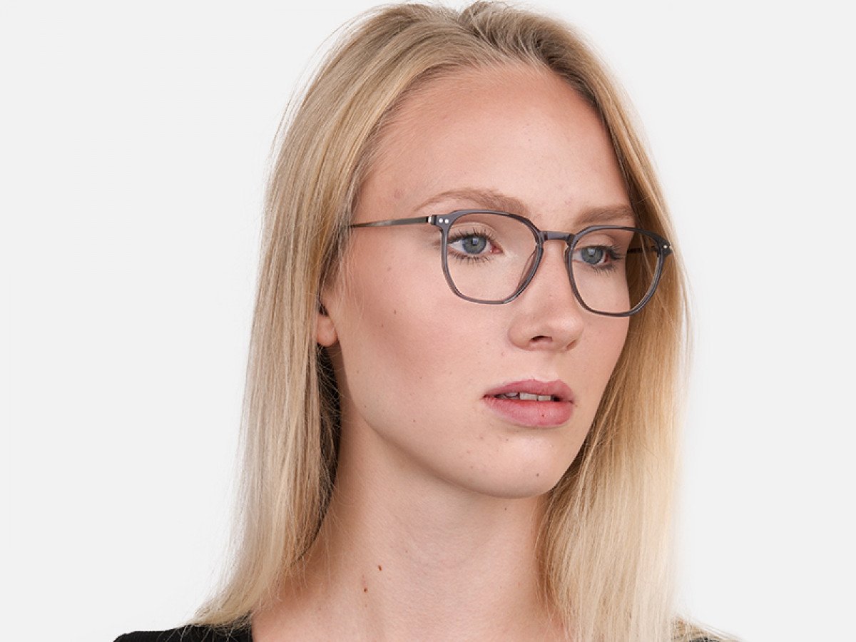 Silver Grey Geometric Eyeglasses Frame Unisex-1