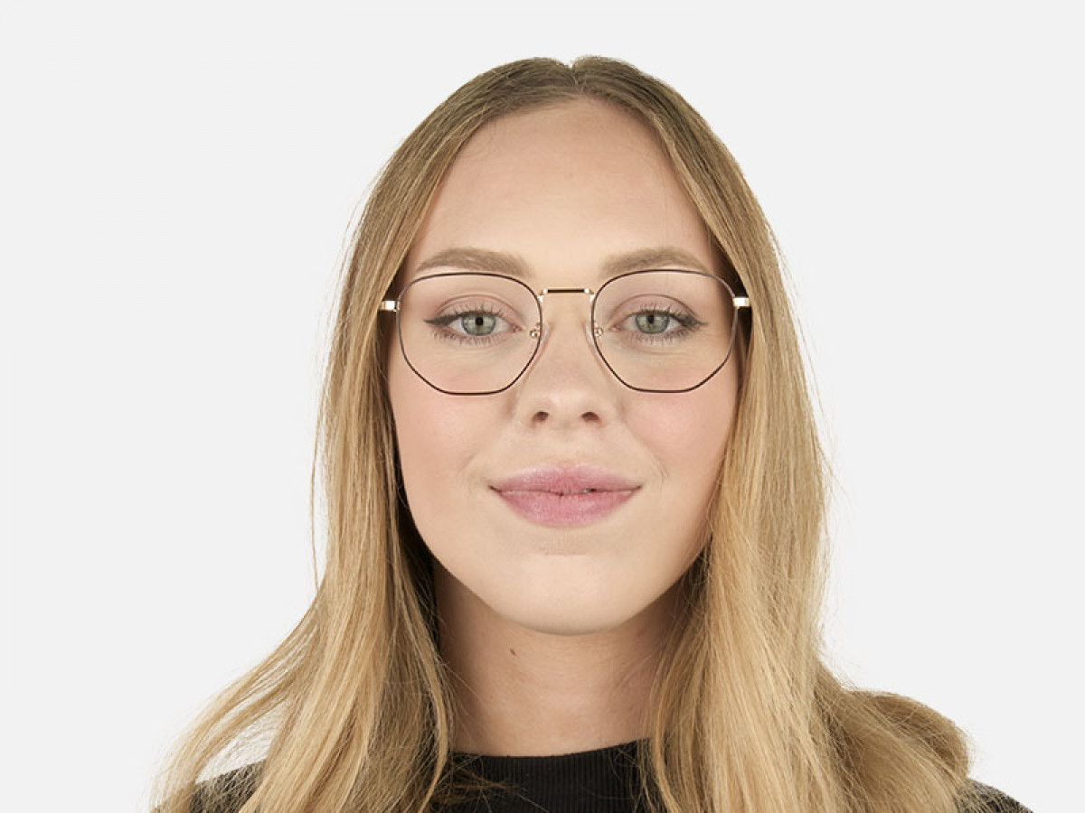Geometric Brown & Gold Spectacles - 1