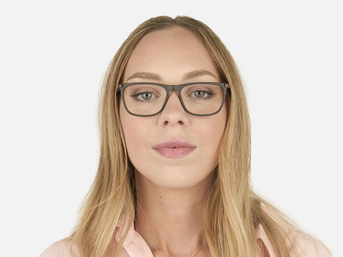 Matte Brown Rectangle Spectacles in Acetate - 1