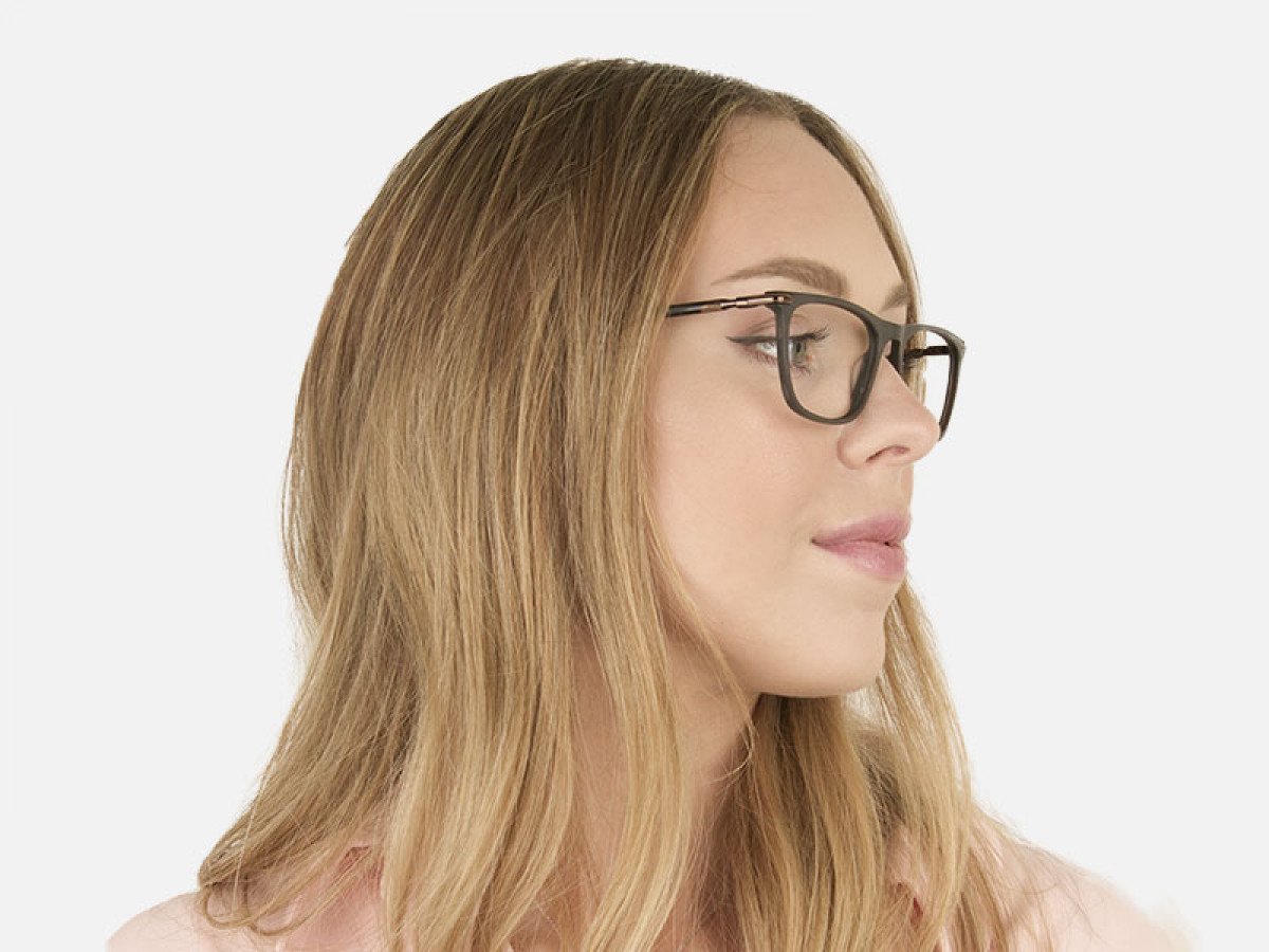 Matte Brown Rectangle Spectacles in Acetate - 1