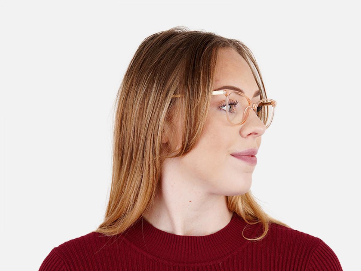 Crystal Clear or Transparent orange Colour Cat eye Glasses Frames-1