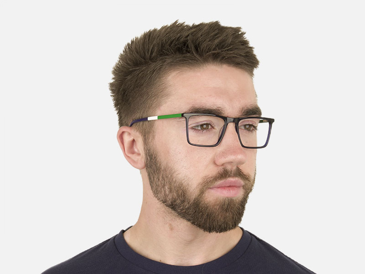 Blue & Green Rectangular Glasses - 1