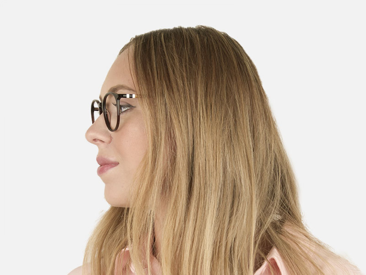 Designer Dark Brown Acetate Eyeglasses in Round - 1