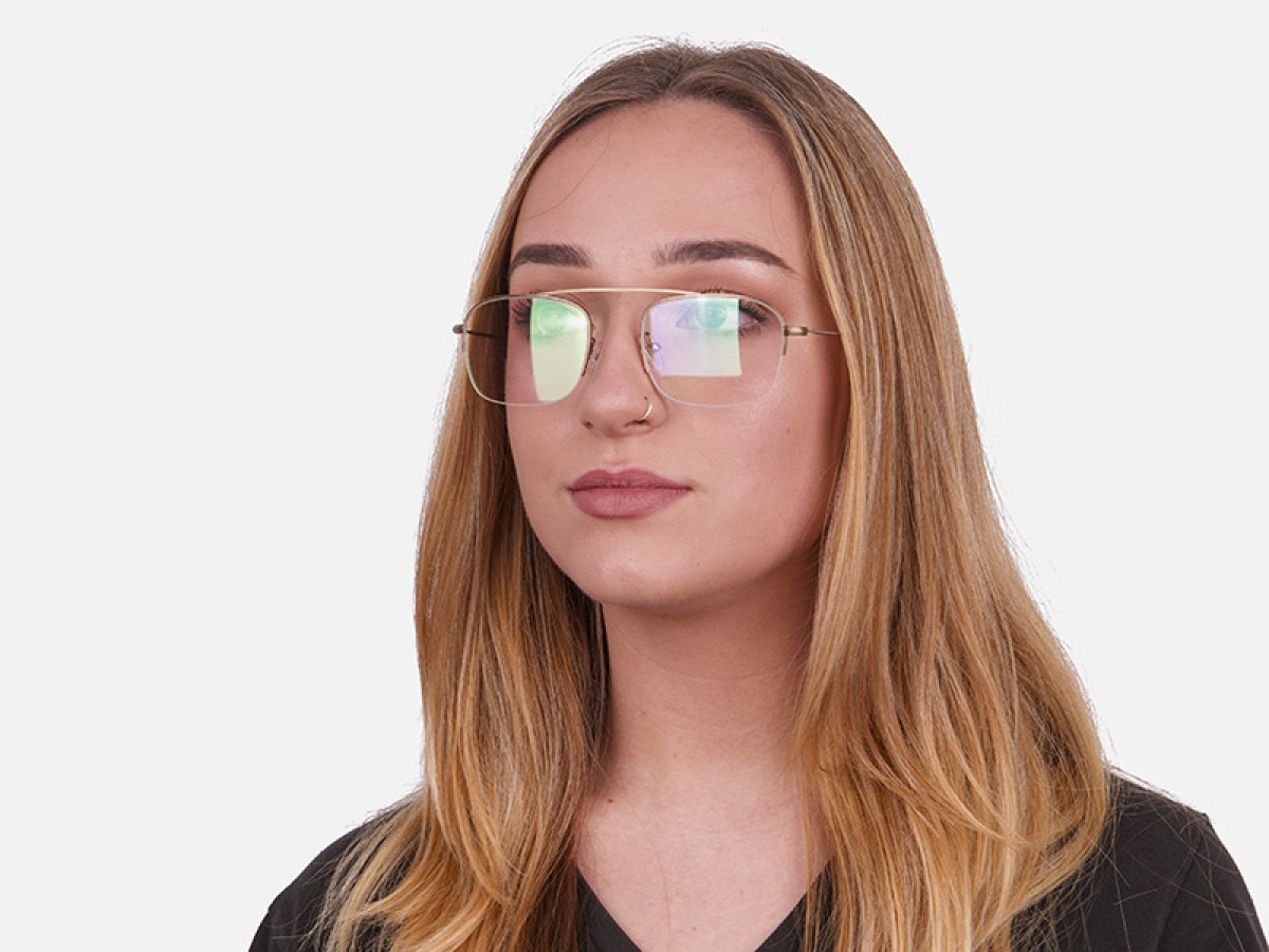 Gold Featured Metal Half-Rimmed Glasses-1