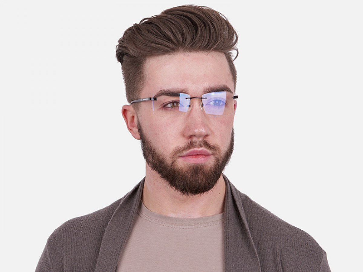 Silver Rectangular Rimless Glasses, Online UK-1