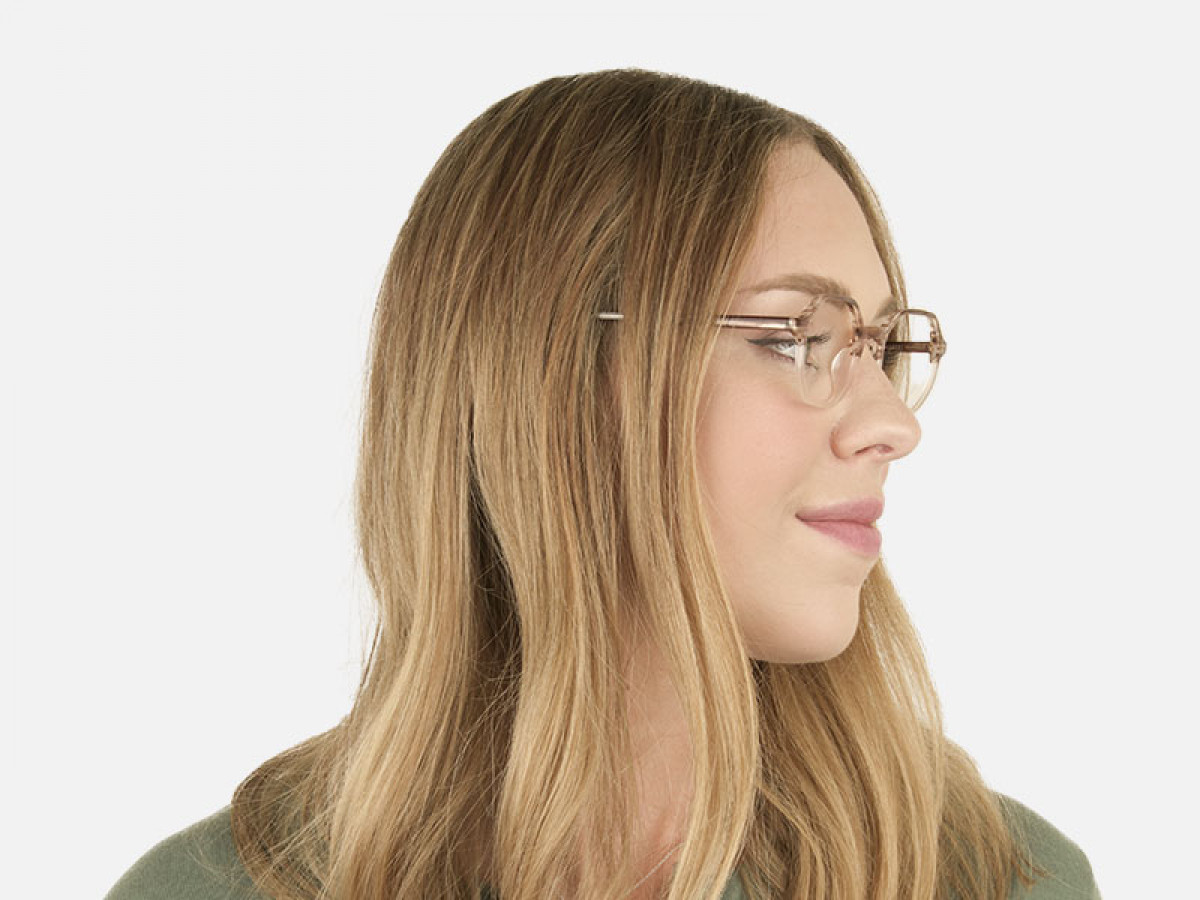 Stripe Brown & Nude Octagonal Glasses-1