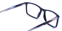 Wooden Texture Black Rectangular Glasses