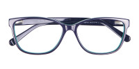 Navy Blue Rectangular Glasses With Flowery Printing - 1