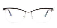 Woman Black Half-Rimmed Designer Glasses UK-1