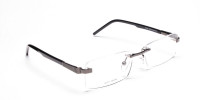 Rimless Glasses in Gunmetal with a Touch of Crocodile-1