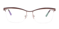 Glossy Brown Browline Half-Rimmed Glasses-1
