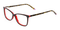Dark Green Tortoise & Red Cat Eye Glasses Women-1